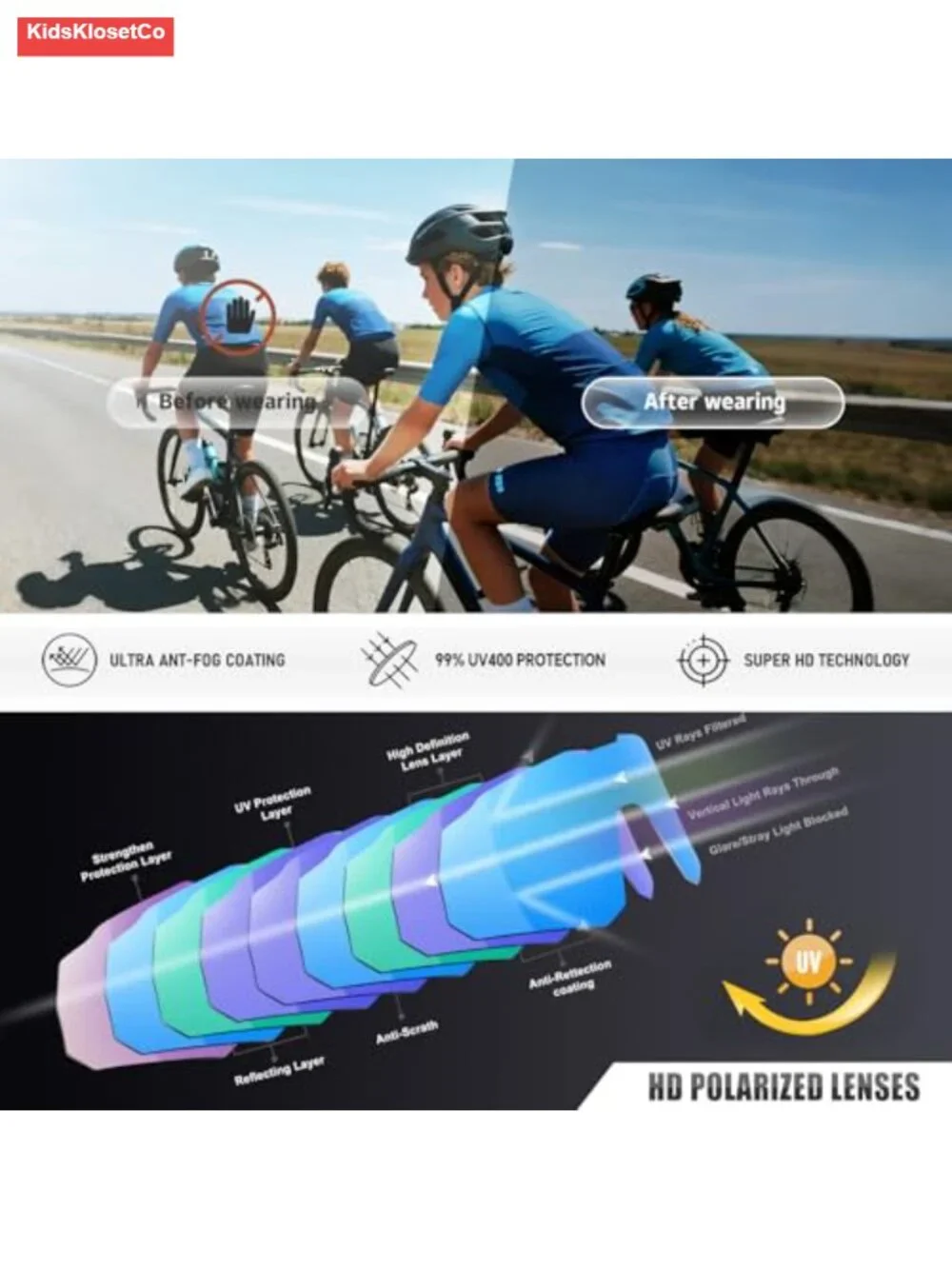 Polarized Sports Sunglasses for Youth Baseball Softball Cycling Running Age 5-15